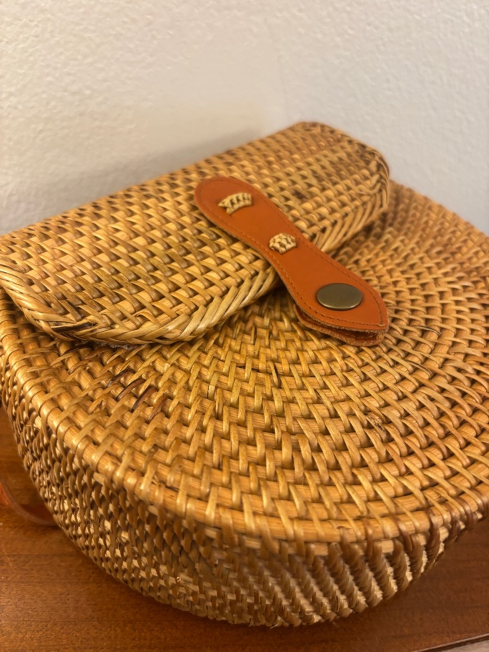 Boho Bali Rattan Crescent Shoulder Bag 100% Rattan Shell - Picture 9 of 14